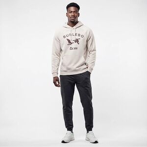 Burlebo Men’s Fleece Pullover Hoodie Two Ducks Heather Oatmeal Sz XL